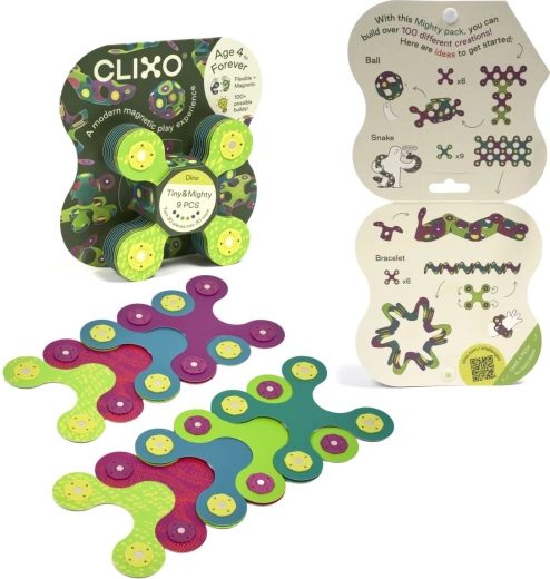 CLIXO Tiny & Mighty Dino: set de construcción magnético - 9 piezas
