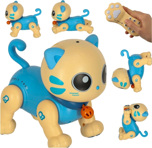 Gatito robótico interactivo con control remoto, azul