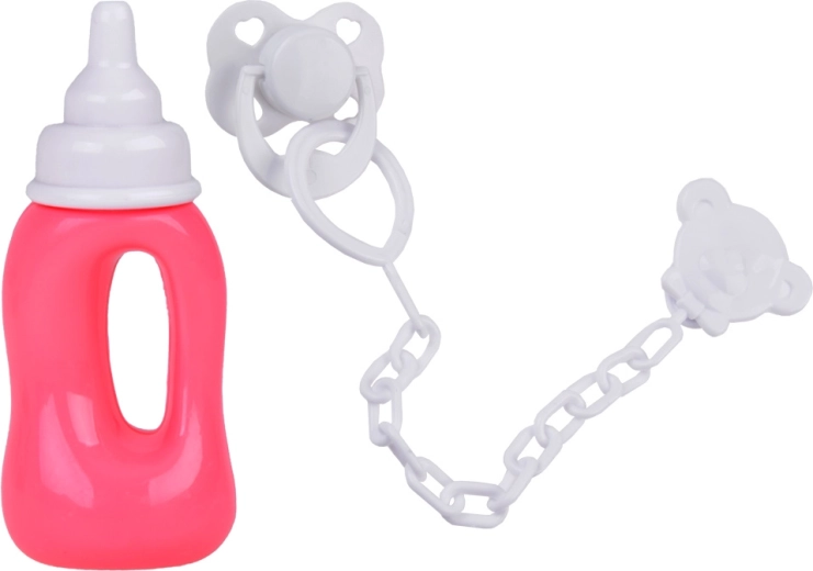 Biberón y chupete con cadena