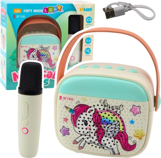 Set de karaoke para niños con unicornio y micrófono Bluetooth