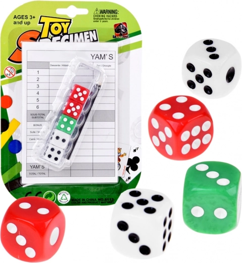 Set de dados para el juego Yams con bloc y estuche