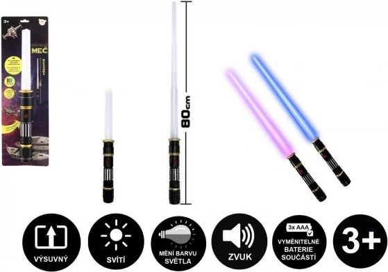 Espada luminosa plegable con luz y sonidos, 80 cm