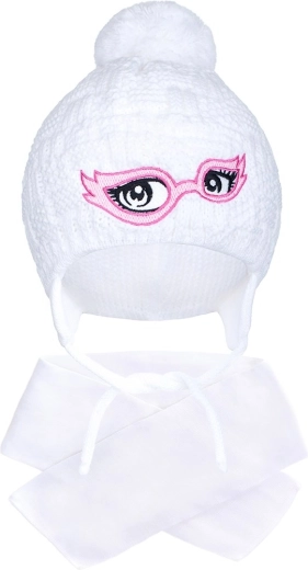 Gorro infantil de invierno de punto con bufanda New Baby blanco (3–4 años)