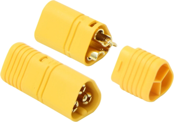Conector de tres polos JAMARA MT60 con cubierta aislante, dorado - 1 par