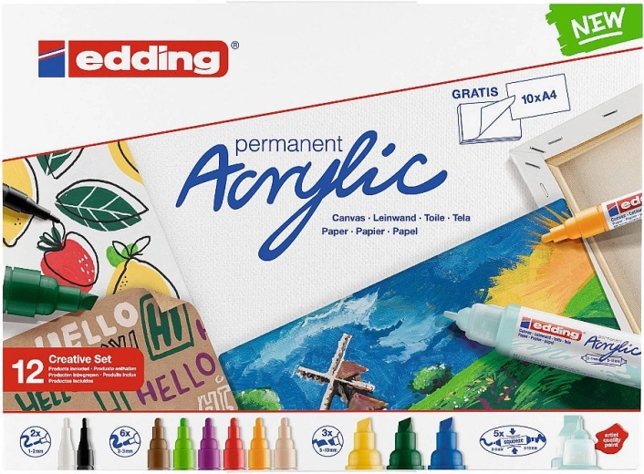 Rotuladores acrílicos Edding Creative – set de 12 colores