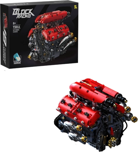 Kit de construcción de motor turbina V8 de 1370 piezas