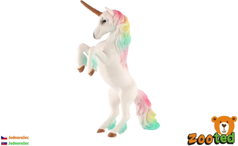 Unicornio blanco con crin arcoíris de 18 cm