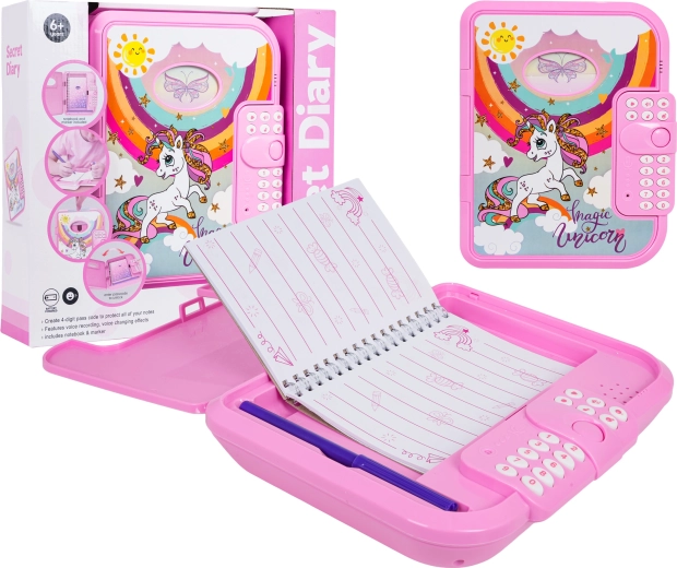 Diario secreto con unicornio – diario electrónico con código para niños