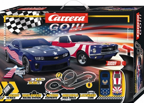 Pista de carreras Carrera GO Street Legends 1:43 con looping y muscle cars americanos