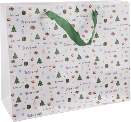Bolsa de papel para regalo Felices y alegres 32 × 12 × 26 cm