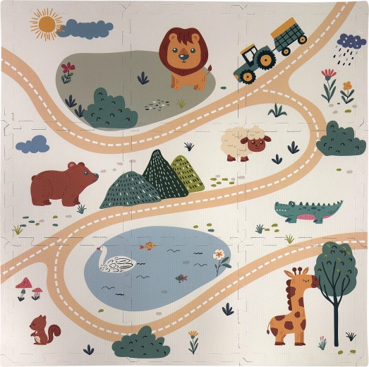 Alfombra de espuma tipo puzzle Humbi safari con animales, 9 piezas