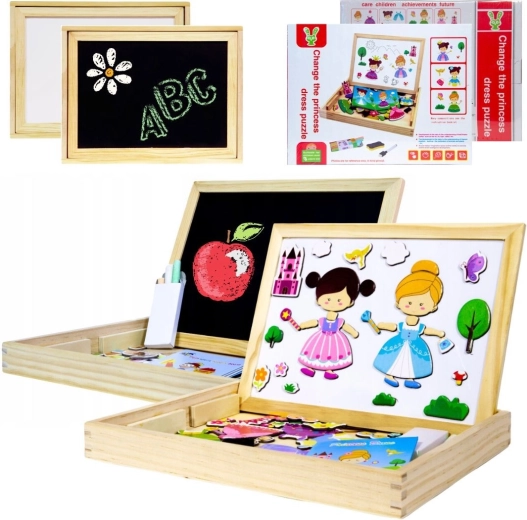 Pizarra educativa multifuncional de madera 2 en 1