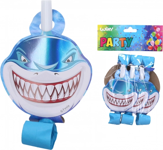 Pitos de fiesta con tiburón, 6 uds