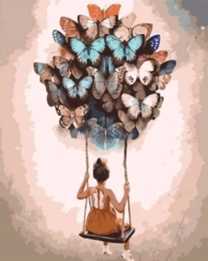 Norimpex pintura por números Mujer flotando con globos 40 × 50 cm