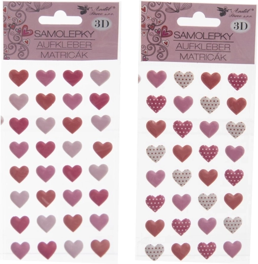 Pegatinas de corazones 3D – 32 uds., hoja 10 × 22 cm (2 variantes)