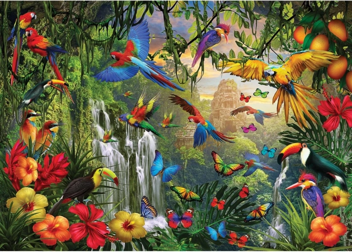 Puzzle Eurographics Paraíso tropical de aves XL 500 piezas
