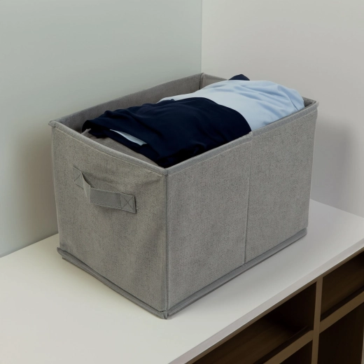 Caja textil de almacenamiento 32 × 22 × 22 cm gris