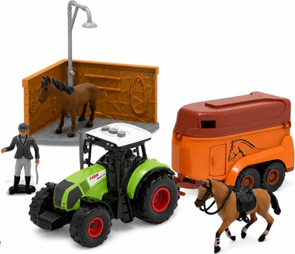 Tractor con LED y sonido + remolque para caballos