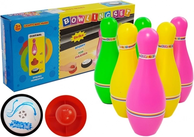 Juego de bolos de colores con efectos luminosos