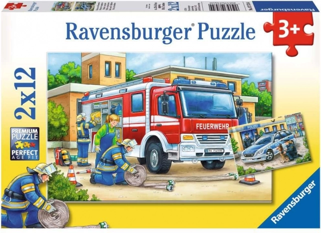 Puzzle RAVENSBURGER policía y bomberos 2×12 piezas