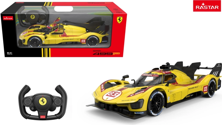 Coche RC Ferrari 499P Rastar 1:14 amarillo - 1 pieza