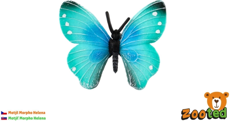 Mariposa tropical Morpho Helena Zooted, figura de plástico de 7 cm
