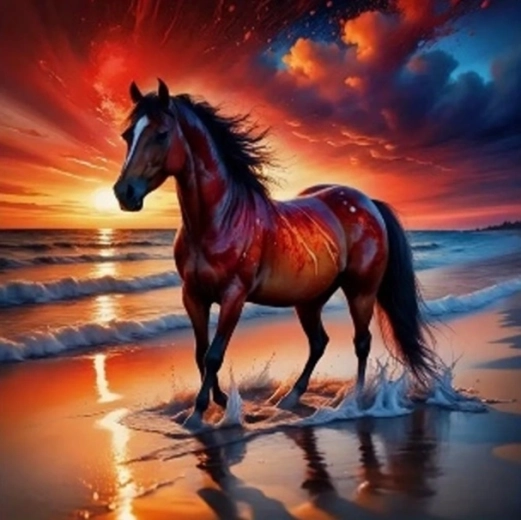 Pintura con diamantes – caballo al atardecer 30 × 40 cm