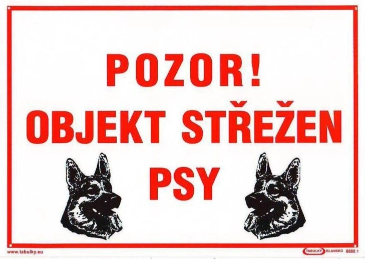 Cartel de advertencia ¡Cuidado! Objeto vigilado por perros A4 plástico