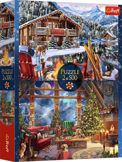 Puzzle Trefl "Navidad en las montañas" 2×500 piezas