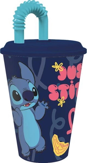 Vaso de plástico con pajita STITCH 430 ml