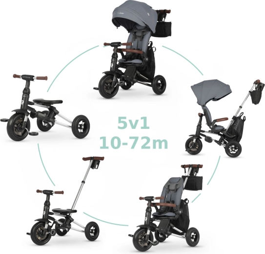QPlay Nova deluxe triciclo infantil 5 en 1 en color gris