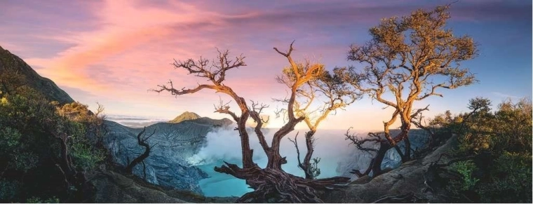 Puzle panorámico Lago Sulfuroso en el monte Ijen, Java 1000 piezas RAVENSBURGER