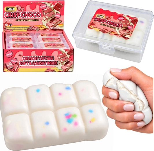 Bloque antiestrés sensorial para apretar con forma de chocolate blanco - 1 unidad