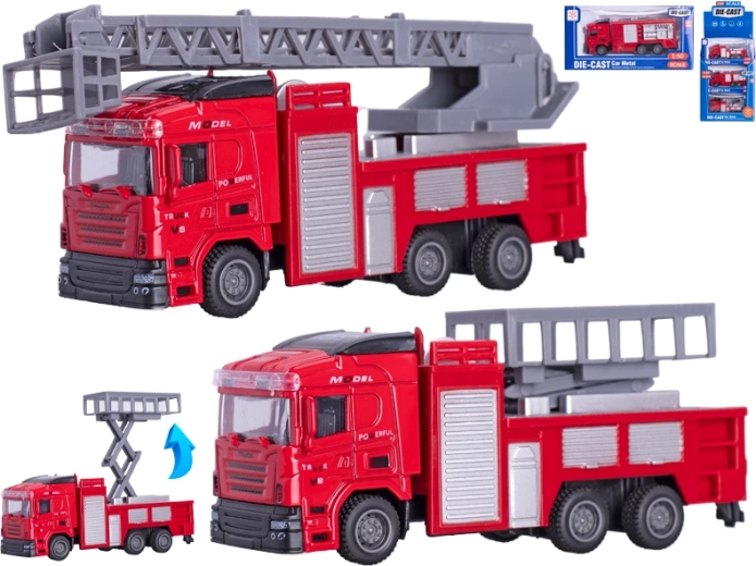 Camión de bomberos metálico 13 cm 1:50 con retroceso