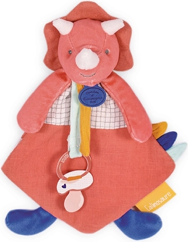 Set de regalo Doudou - juguete con sujeción para chupete dinosaurio rosa