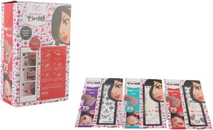 Magic Tattoos tatuajes temporales adhesivos lavables para niñas (75 uds)