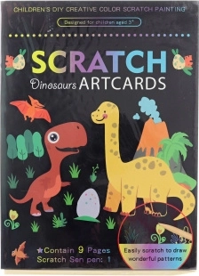 Láminas para rascar de dinosaurios, set de 9 uds.
