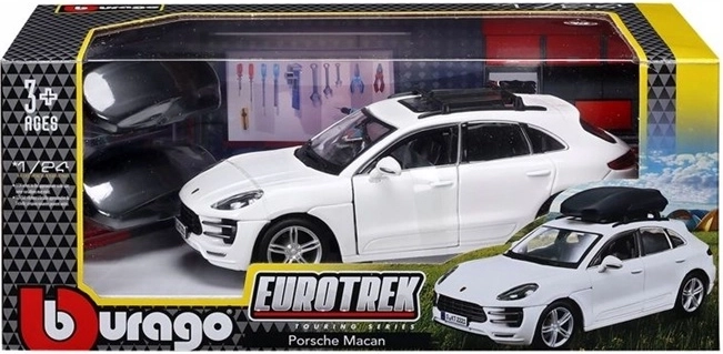 Modelo de coche Bburago Porsche Macan Eurotrek blanco a escala 1:24