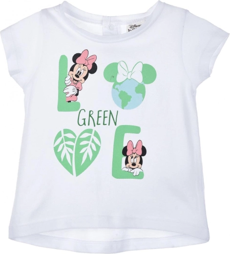 Camiseta infantil Minnie Mouse Green Love blanca