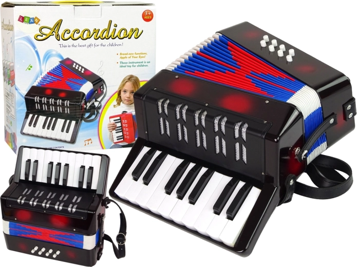 Acordeón infantil – instrumento musical – Negro