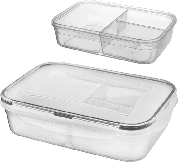 Caja para alimentos compartimentada con tapa y sellado 1 l