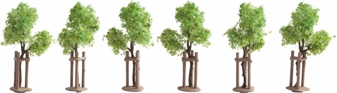 Aún plántulas de árboles con estacas de soporte (6 uds)