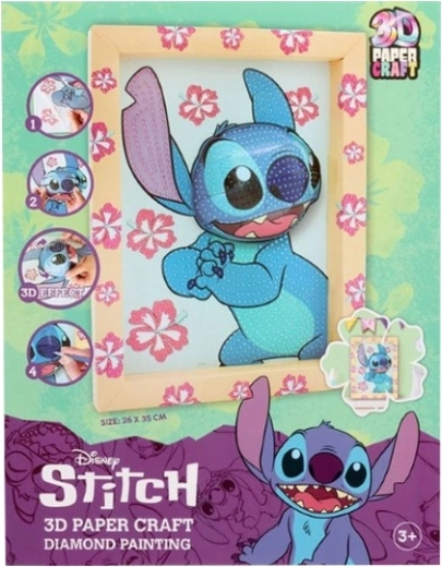 Cuadro de origami Stitch, mosaico de diamantes 3D 26 × 35 cm