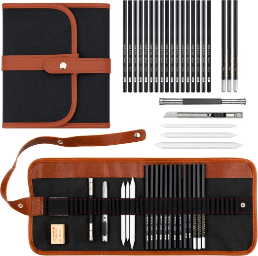 Set profesional para bocetar y dibujar en estuche (31 piezas)