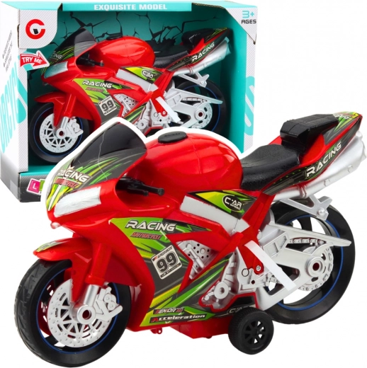 Moto de carreras de juguete roja con efectos de luz y sonido