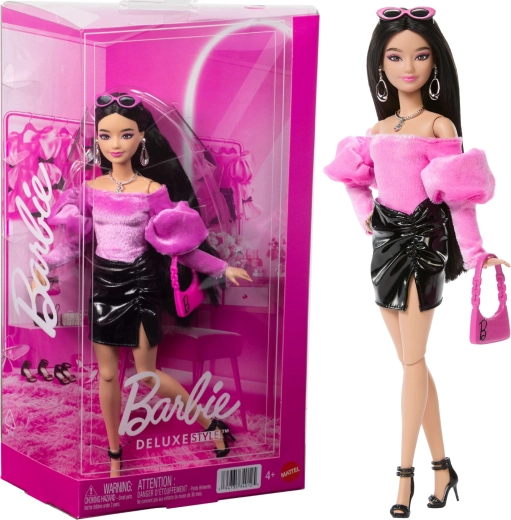 Mattel Barbie Deluxe Style muñeca de moda deluxe en rosa y negro con accesorios