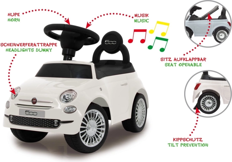 Correpasillos y andador Jamara Fiat 500 2 en 1 blanco