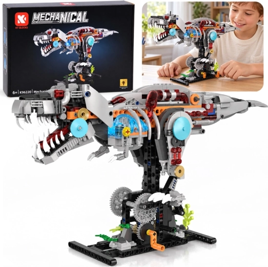 Set de construcción técnico de dinosaurio mecánico T-Rex con iluminación LED, 730 piezas