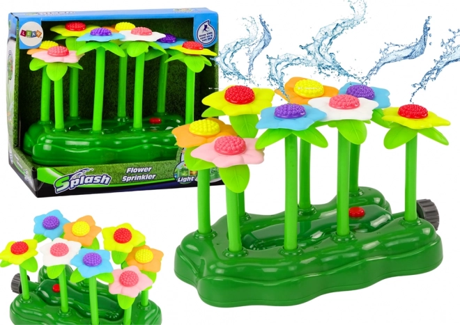 Juguetes acuáticos de jardín Fuente de flores para niños con iluminación