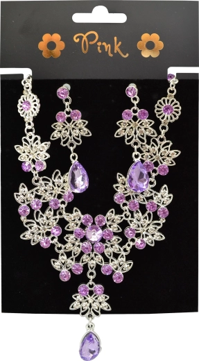 Set rosa de collar y pendientes Royal Glamour
